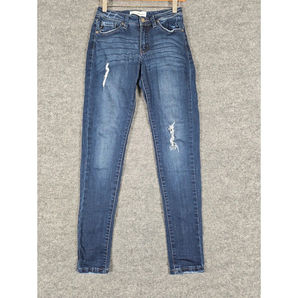 Kancan Womens Jeans Blue Distressed Skinny Stretch Denim Pants Size 1 / 24